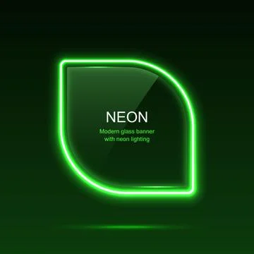 Geometric neon light with rounded edges. Glass banner Stock Illustration