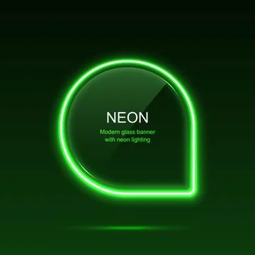 Geometric neon light with rounded edges. Glass banner Stock Illustration