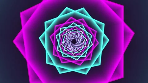 Geometric Neon Octagon Tunnel Loop with Magenta and Cyan Glowing Lines 스톡 동영상 334959814