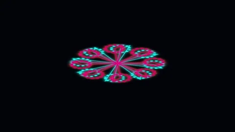 Geometric Neon Pattern Abstract Circle Motion Graphic Stock Footage 341844613