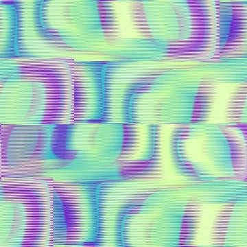 Geometric neon seamless pattern of striped abstract shapes and moir. Stock Illustration