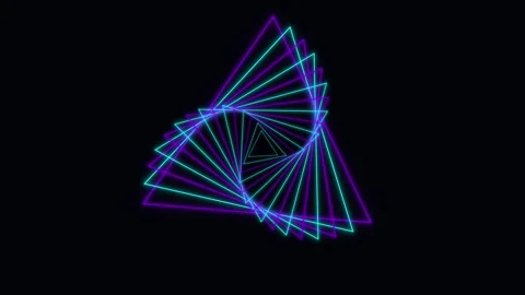 Geometric Neon Spiral Pyramid Abstract Motion Graphic Stock Footage 341844771