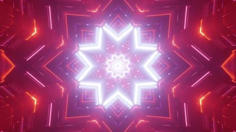 Geometric neon star pattern 3d illustration Stock Illustration