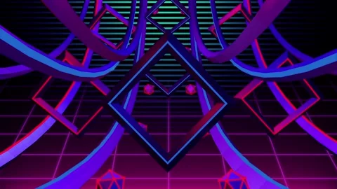 Geometric neon tunnel vj Loop Stock Footage 260157565