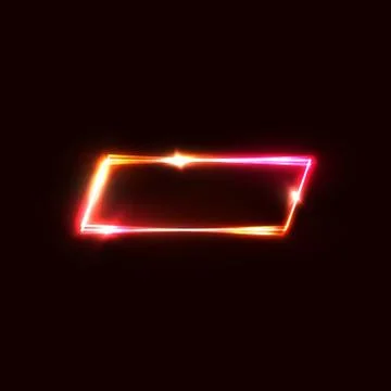 Geometric neon vector sign on red dark background. Stock Illustration