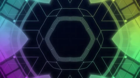 Geometric network animation with colorful digital lines. Geometric network .. Stock Footage 337022550
