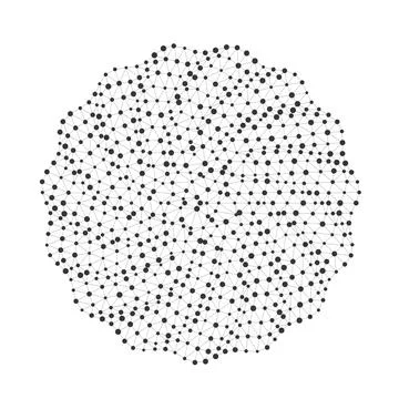 Geometric Network Dots Connected Circular Pattern Stock Illustration