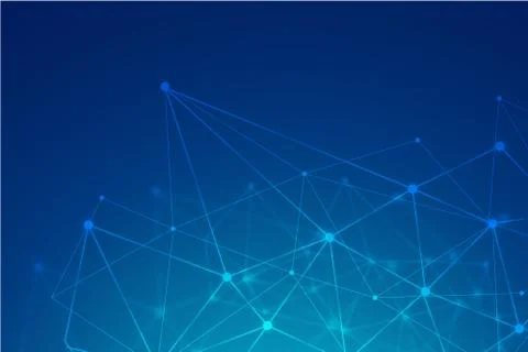 Geometric network lines blue background Stock-Illustration