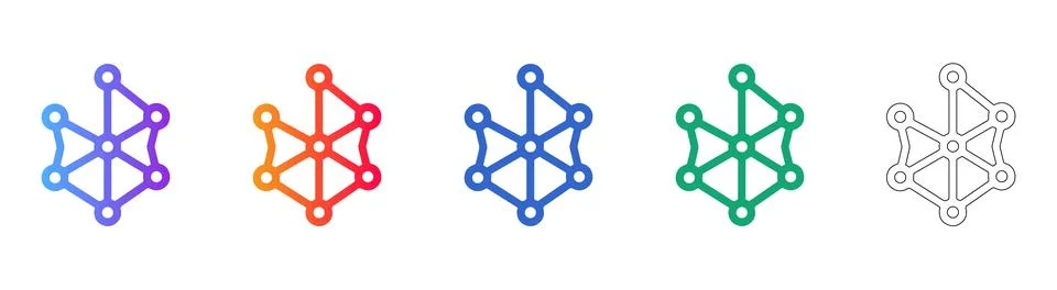 Geometric Network Mesh Icon Set Stock Illustration