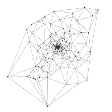 Geometric Network Mesh with Spiked Gradient Stock Illustration