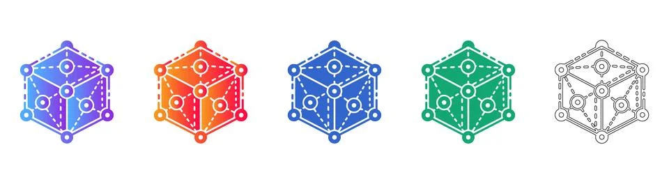 Geometric Network Node Connection Icon Set Illustrazione stock