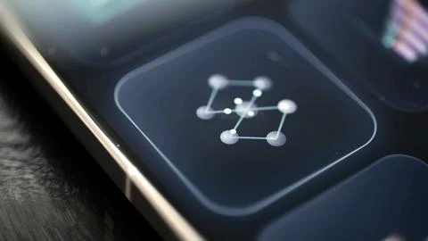 Geometric network node icon used for distributed computing Stock Photos