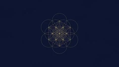 Geometric neural network diagram with interconnected nodes on dark background Stock Illustration