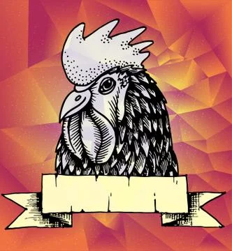 Geometric New Year background. Rooster design. for wallpaper, banner, poster Stock Illustration