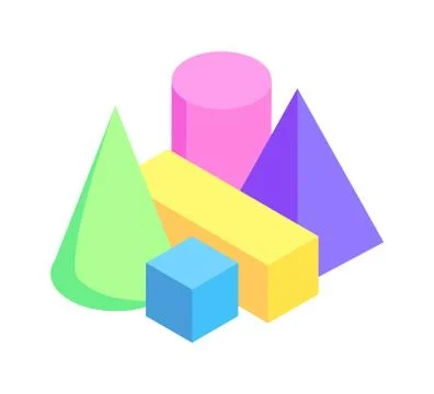 Geometric Objects Collection, Colorful Poster 스톡 일러스트