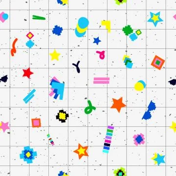Geometric objects seamless pattern 80s design Stock Illustration