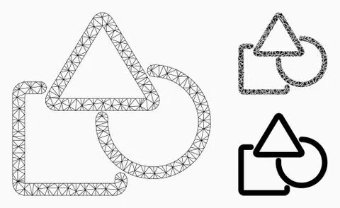 Geometric Objects Vector Mesh Network Model and Triangle Mosaic Icon Stock Illustration