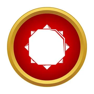 Geometric octagonal gold frame icon on red button イラスト素材