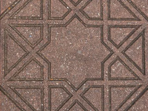 Geometric Octagram Star Pattern on Red Concrete Paving Tile Stock Photos