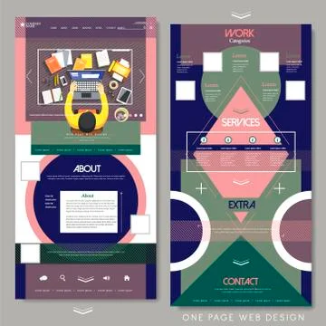 Geometric one page website template design Illustrazione stock