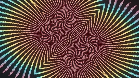 Geometric Optical Illusion Multicolor Rotating Kaleidoscope Stock Footage 345562311