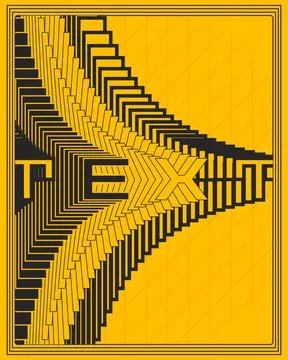 Geometric Optical Illusion Poster Yellow Black Perspective Stair Step Art Design イラスト素材