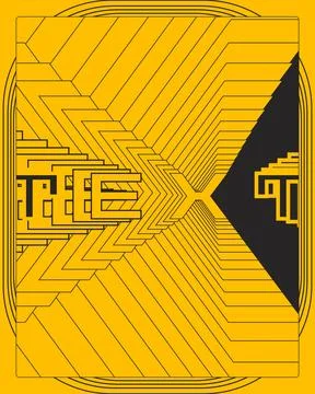 Geometric Optical Illusion Poster Yellow Black Perspective Steps Design Stockillustratie