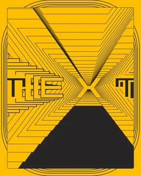 Geometric Optical Illusion Poster Yellow Black Perspective Steps Design Illustrazione stock