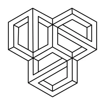 Geometric optical illusion shape. Geometrical symbol, impossible creative art. Stock Illustration