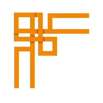 Geometric orange corner ornament vector illustration Stock-Illustration