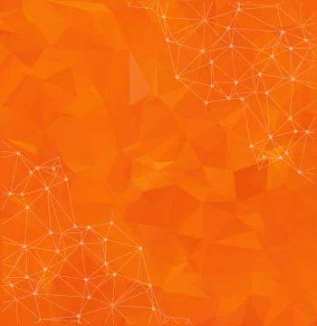 Geometric Orange Polygonal background molecule and communication. Connected l Stock Illustration