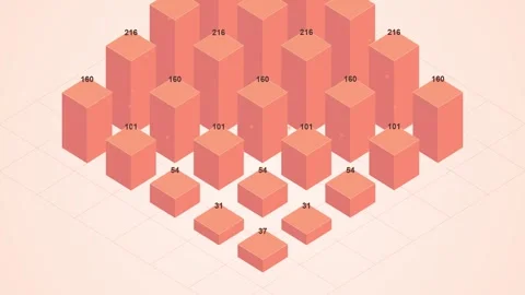 Geometric Orange Squares Grid Pattern Background, Minimalist Abstract Design Stock Footage 346661628