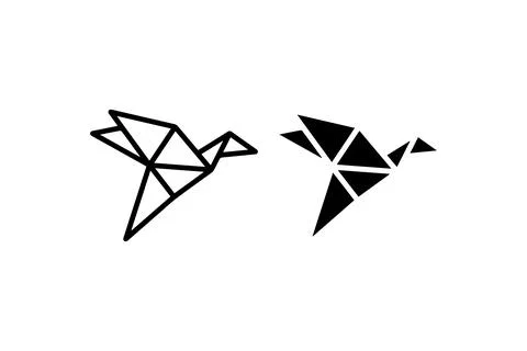 Geometric Origami Bird. Vector icon. Stock Illustration