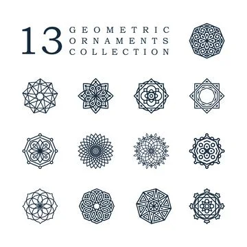 Geometric ornament element collection Stock Illustration