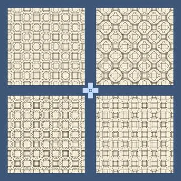 Geometric ornament seamless pattern set.  Textile design template seamless Stock Illustration