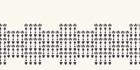 Geometric ornamental arrow shape border. Retro ethnic tribal textile ribbon trim Stock Illustration
