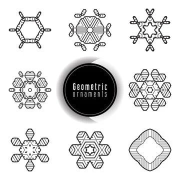 Geometric ornaments design set vector Stock Illustration