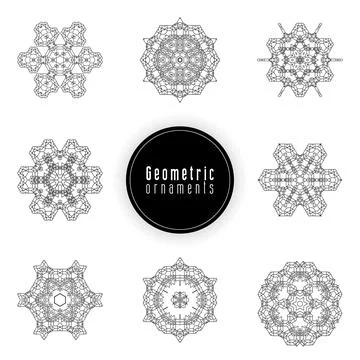 Geometric ornaments design set vector Stock Illustration