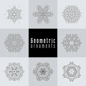 Geometric ornaments design set vector Stock Illustration