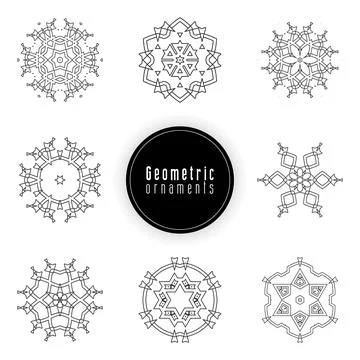 Geometric ornaments design set vector Stock Illustration