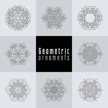 Geometric ornaments design set vector Stock Illustration