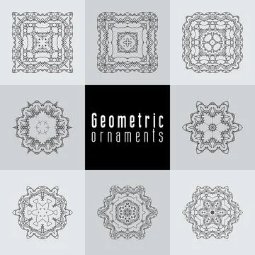 Geometric ornaments design set vector Stock Illustration