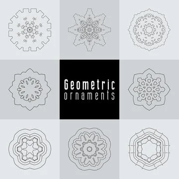 Geometric ornaments design set vector Stock Illustration