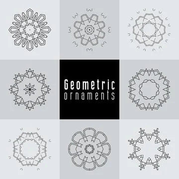 Geometric ornaments design set vector Stock Illustration