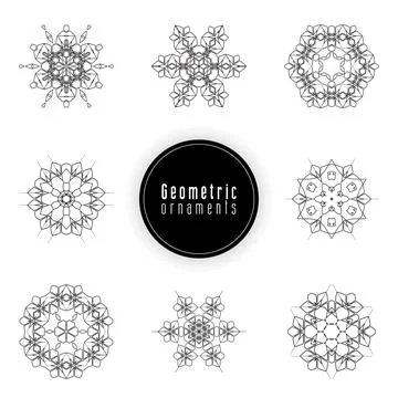 Geometric ornaments design set vector Stock Illustration