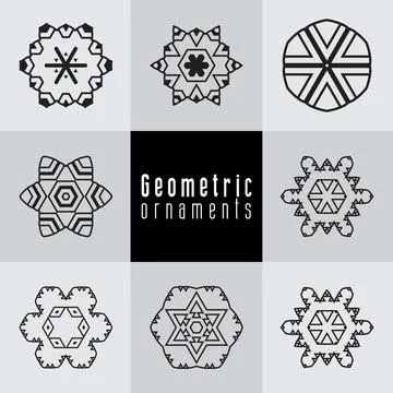 Geometric ornaments design set vector Stock Illustration