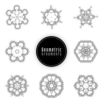 Geometric ornaments design set vector Stock Illustration