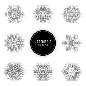 Geometric ornaments design set vector Stock Illustration