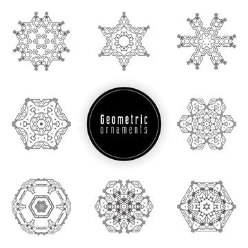 Geometric ornaments design set vector Stock Illustration