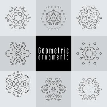 Geometric ornaments design set vector Stock Illustration